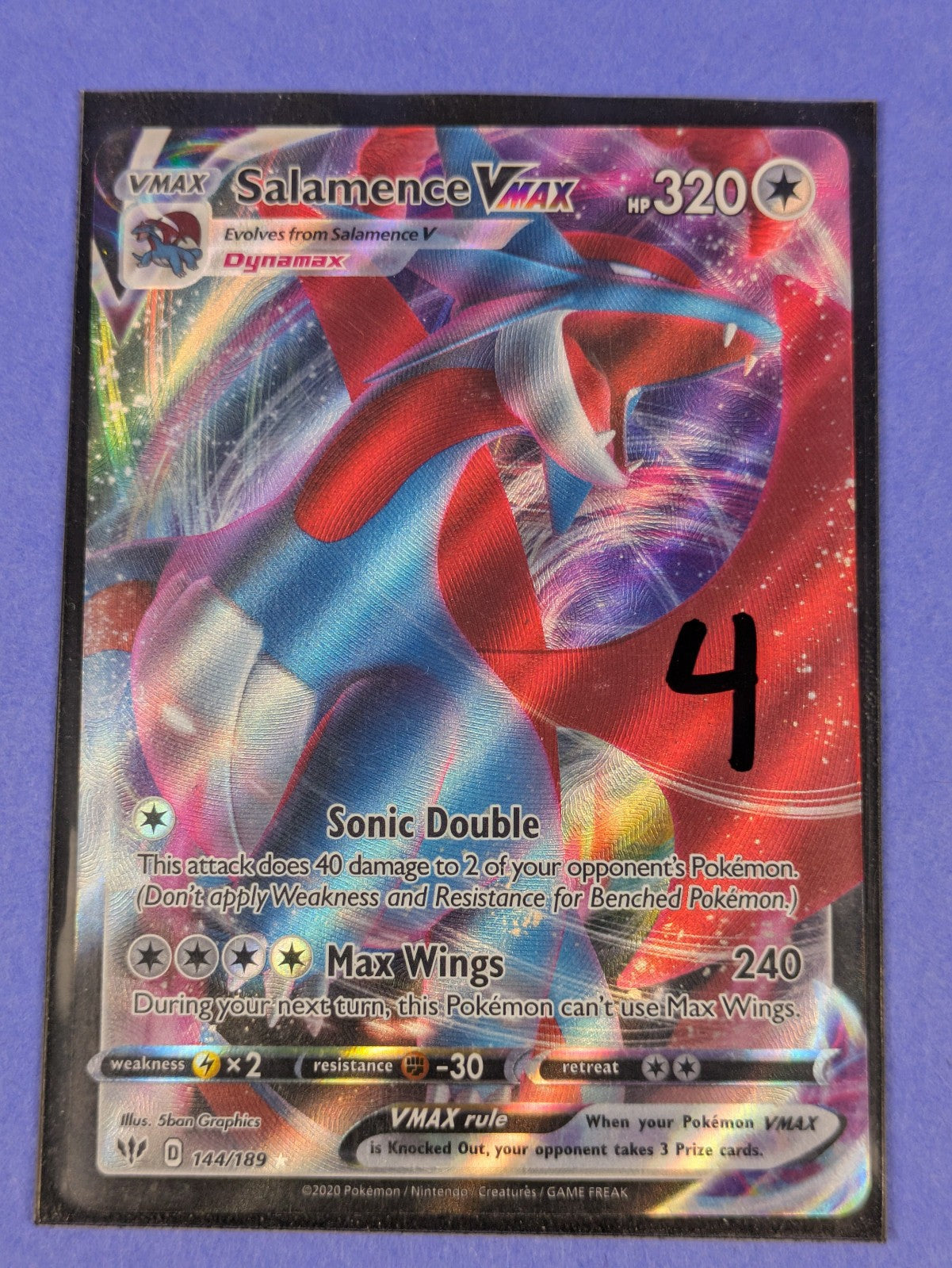 Salamence VMAX - 144/189 - Ultra Rare Holo Darkness Ablaze  - Pokemon Card - NM