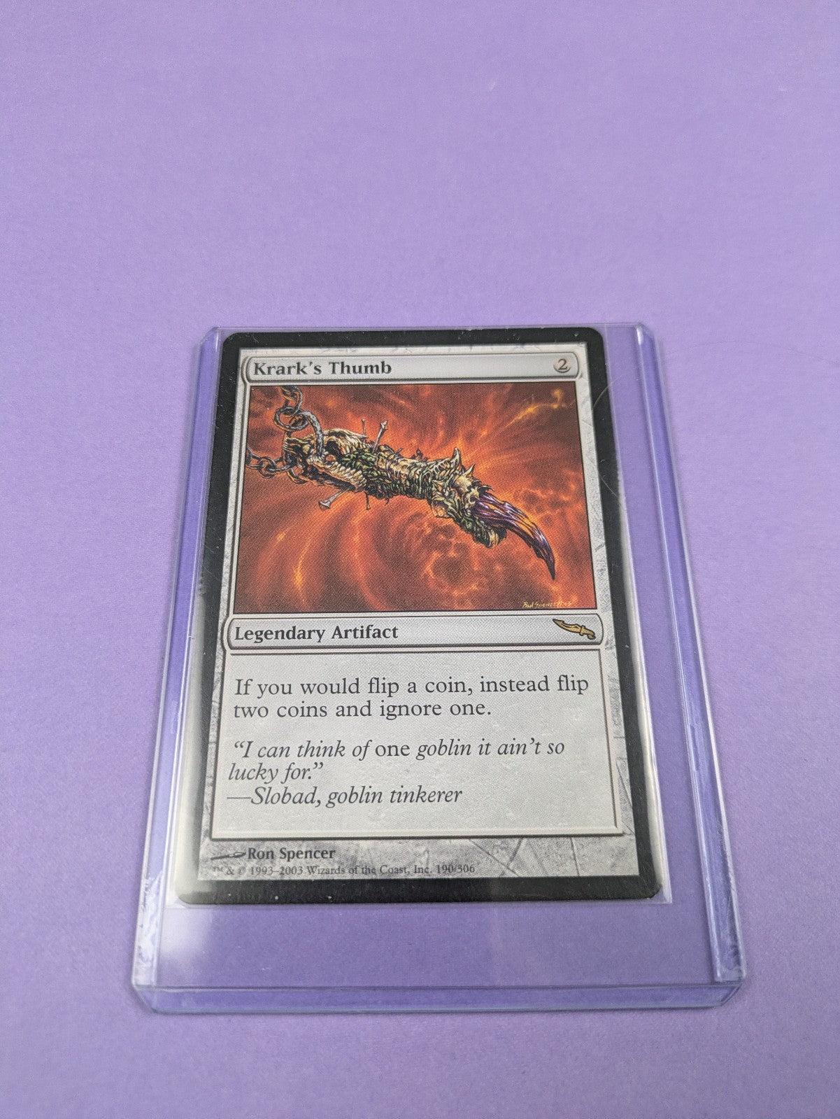 MTG Magic the Gathering: Mirrodin: Krark's Thumb #190/306 Rare - LP