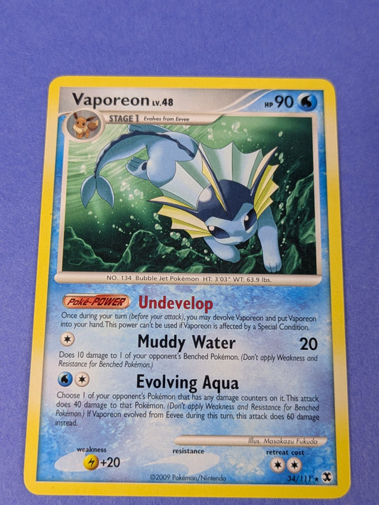Vaporeon - 34/111 - Rare Rising Rivals - Pokemon Card - LP