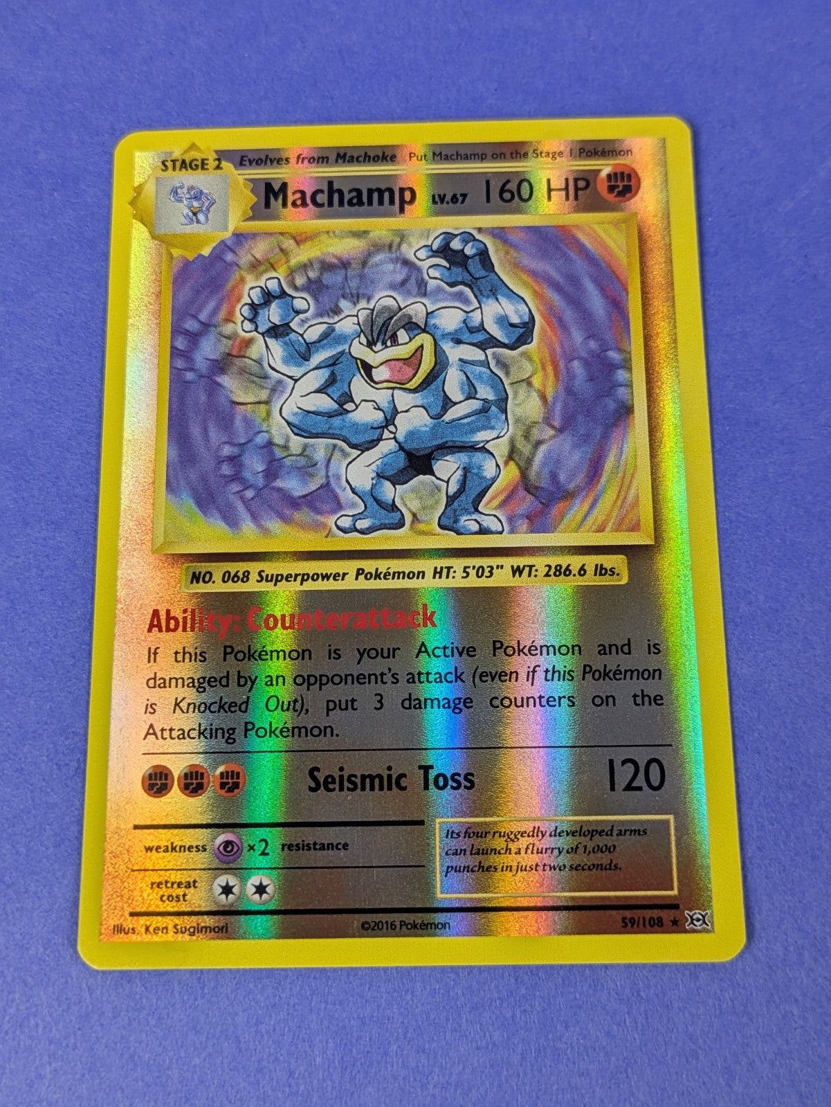 Machamp - 59/108 - Rare Reverse Holo  Evolutions - Pokemon Card - NM