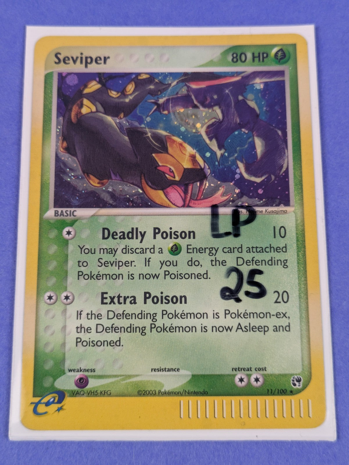 Seviper - 11/100 - Rare Holo Sandstorm - Pokemon Card - LP