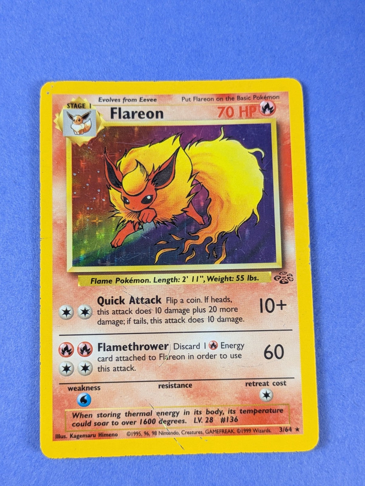 Flareon - 3/64 - Holo Unlimited Jungle - Pokemon Card - DMG
