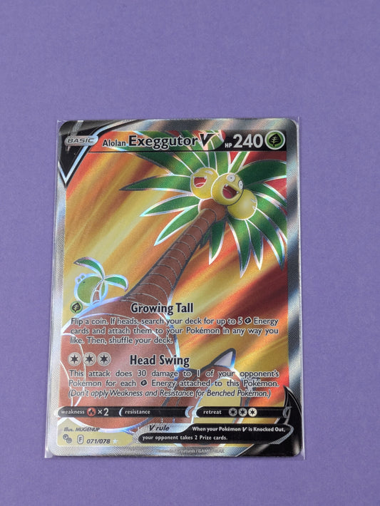 Alolan Exeggutor V- 071/078-Full Art Ultra Rare Sword & Shield-Pokemon Card -NM