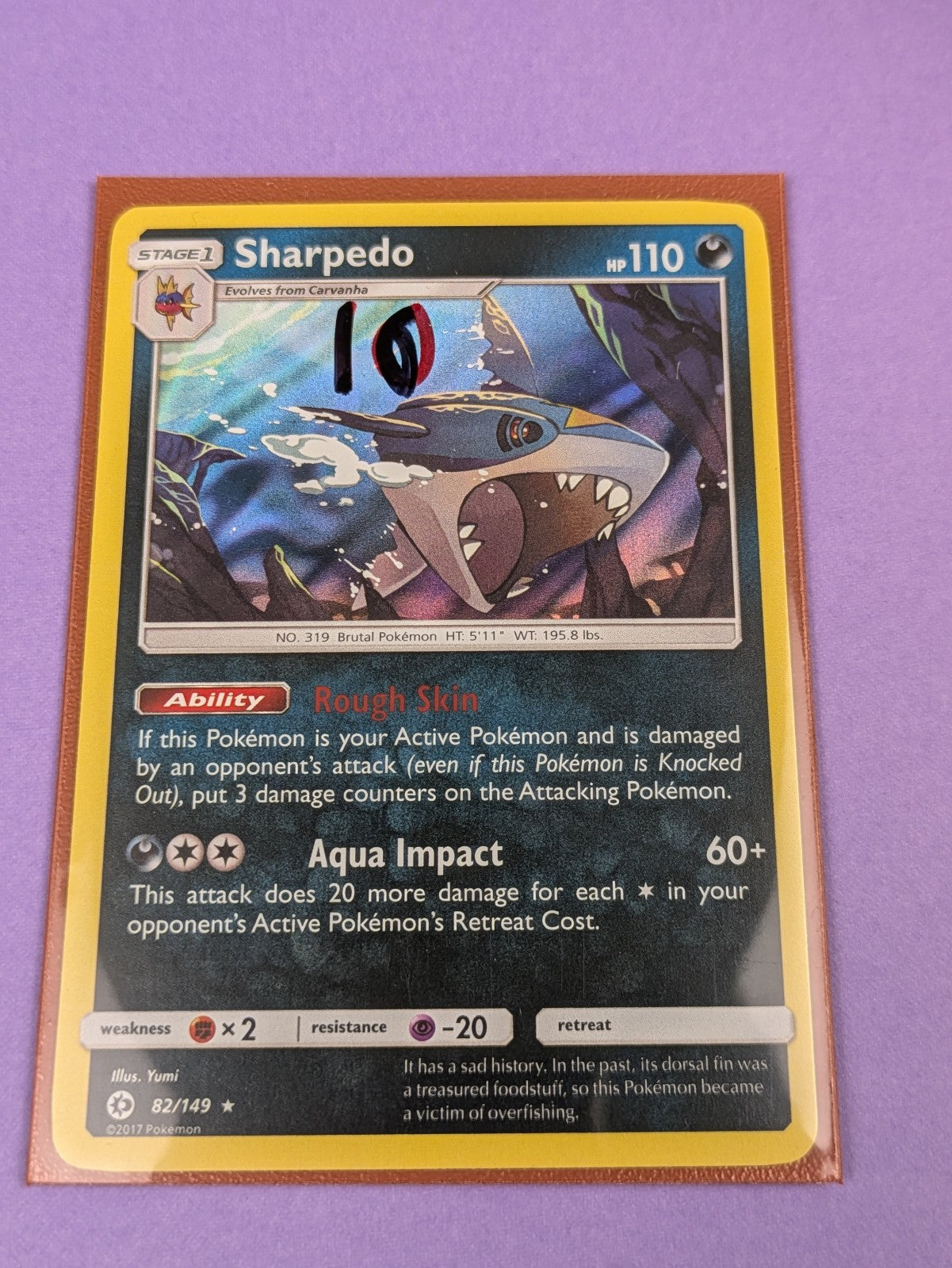 Sharpedo - 82/149 - Rare Holo Sun & Moon  - Pokemon Card - NM