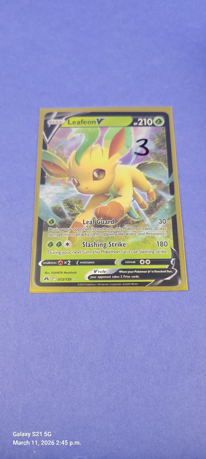 Leafeon V - 013/159 - Ultra Rare Holo Crown Zenith - Pokemon Card - LP