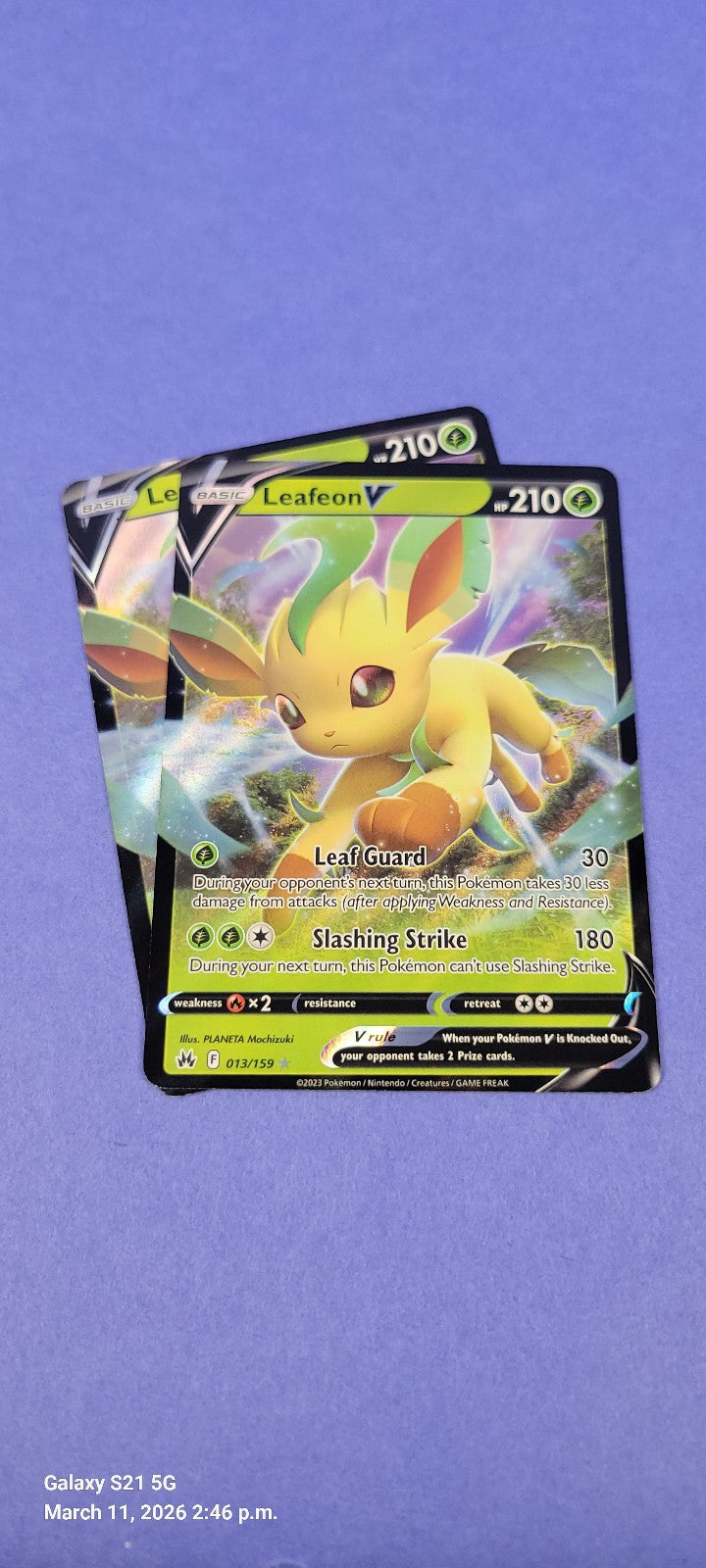 Leafeon V - 013/159 - Ultra Rare Holo Crown Zenith - Pokemon Card - LP