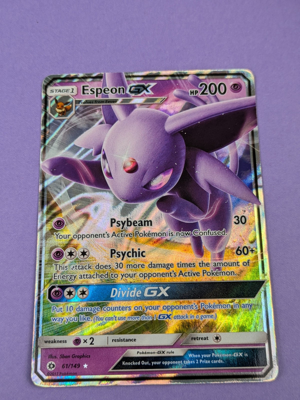 Espeon GX - 61/149 - Ultra Rare Holo Sun & Moon - Pokemon Card - MP