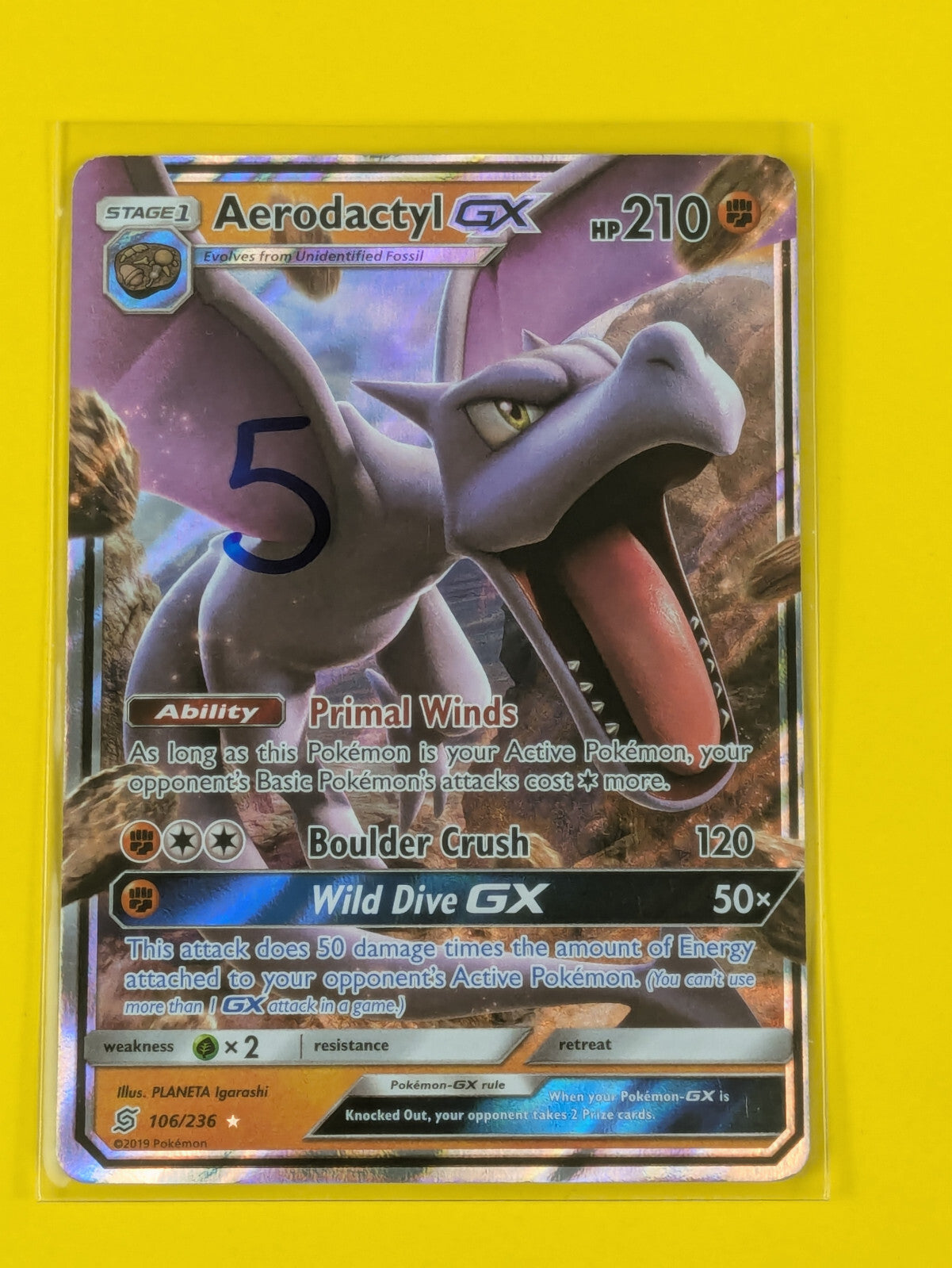 Aerodactyl GX - 106/236 - Ultra Rare Unified Minds - Pokemon Card - NM