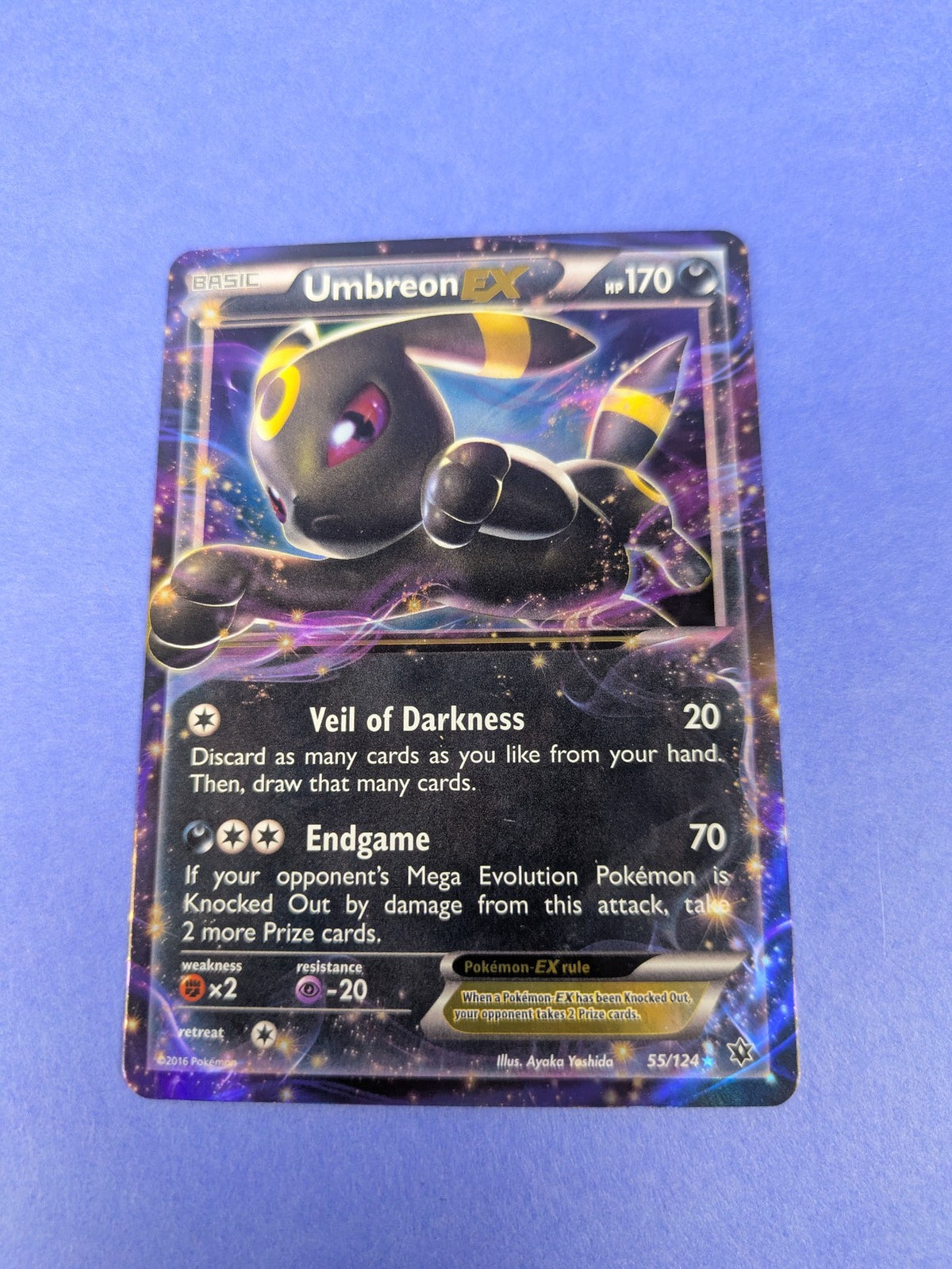 Umbreon EX - 55/124 - Rare Holo EX Fates Collide - Pokemon Card - LP
