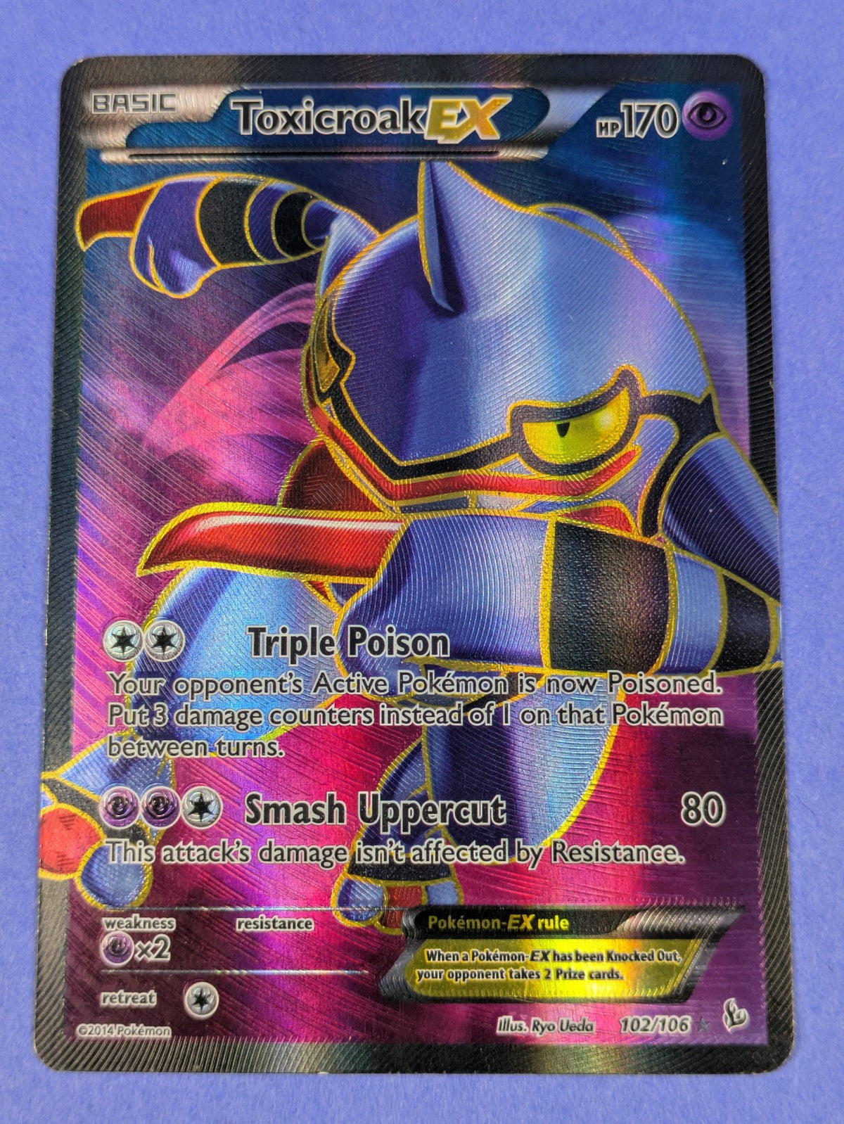 Toxicroak EX - 102/106 - Ultra Rare Holo Full Art Flashfire - Pokemon Card - MP