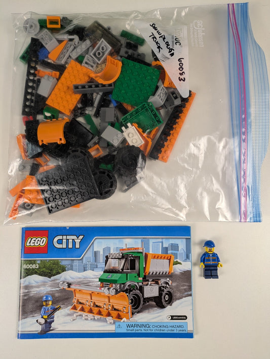 Lego Town: City: Traffic: Snowplow Truck Set 60083 - w/ Instructions
