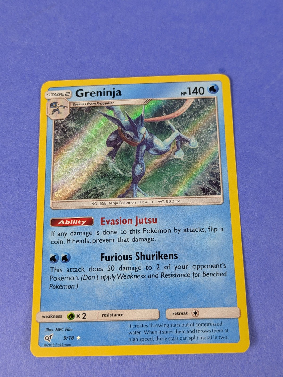 Greninja - 9/18 - Rare Ultra Detective Pikachu - Pokemon Card - LP