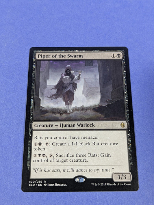 MTG Magic: Throne of Eldraine: Piper of the Swarm #100/269 Rare - LP