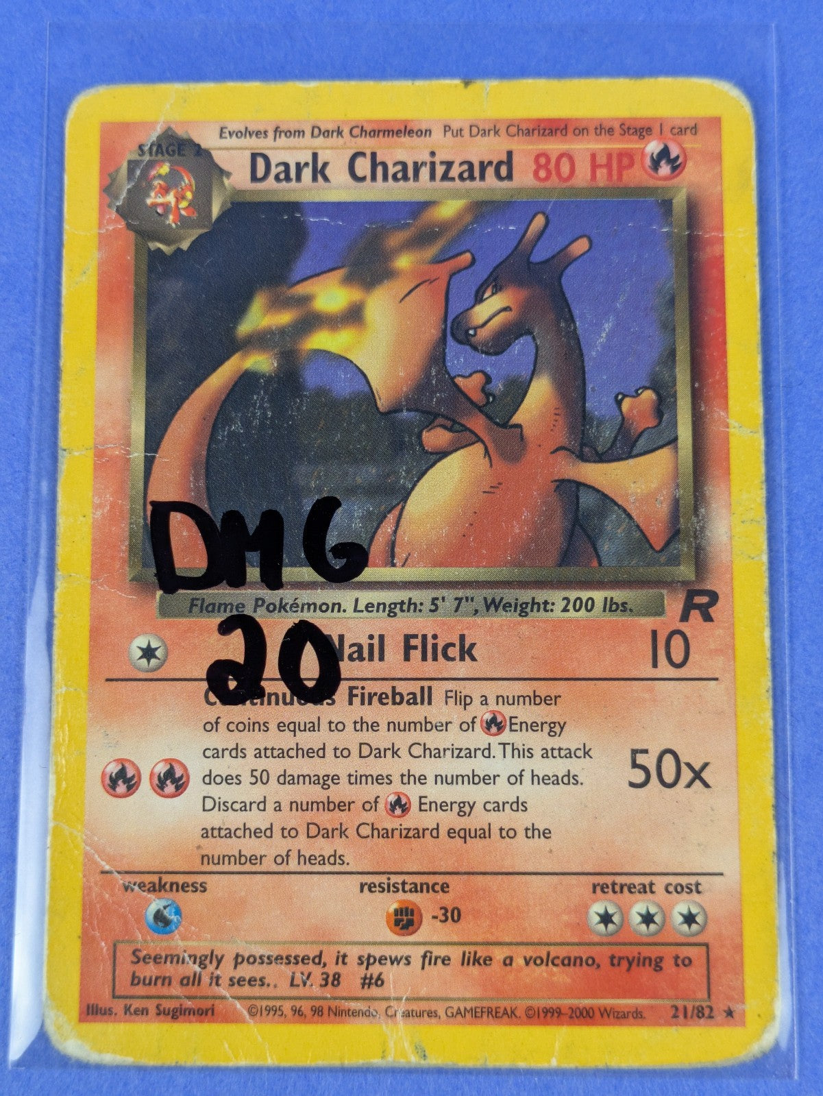 Dark Charizard - 21/82 - Rare - Unlimited Team Rocket - Pokemon Card - DMG