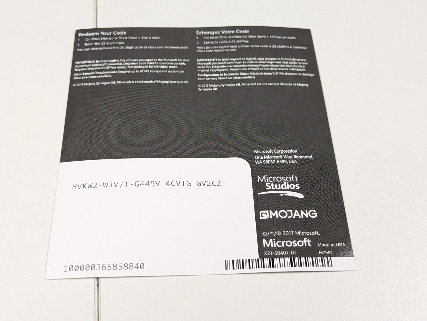 Minecraft (Xbox One, 2014) CIB