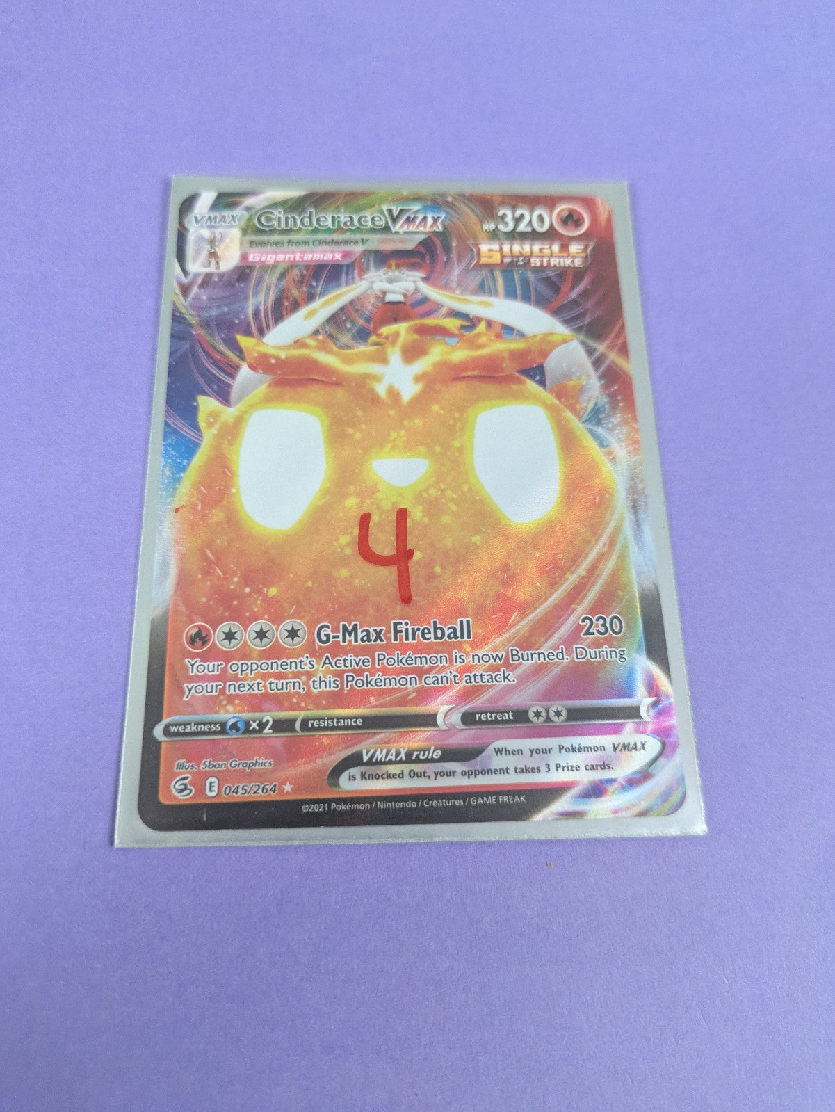 Cinderace VMAX - 045/264 - Ultra Rare Furious Fists - Pokemon Card - NM