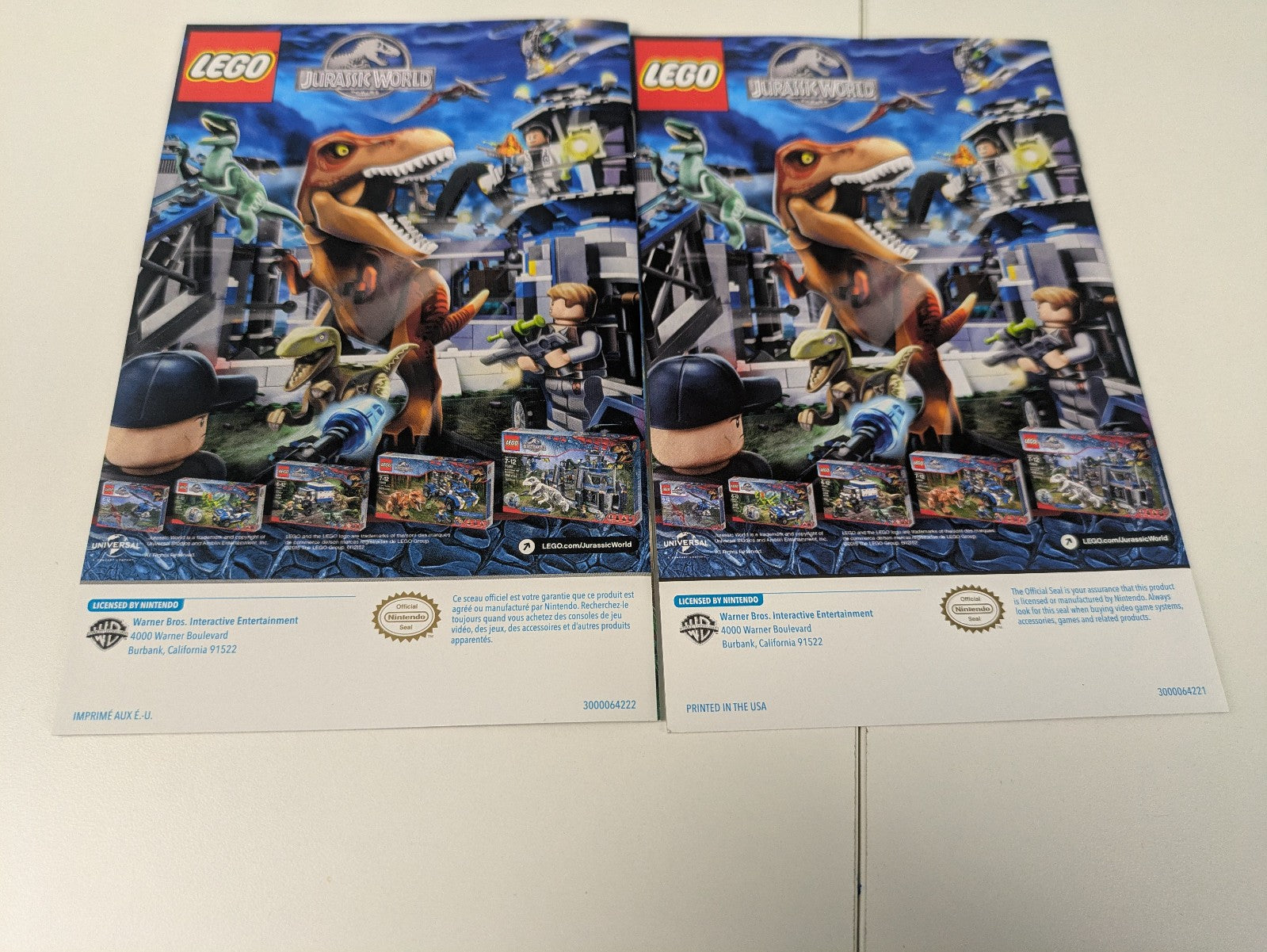 LEGO Jurassic World (Nintendo Wii U, 2015) CIB