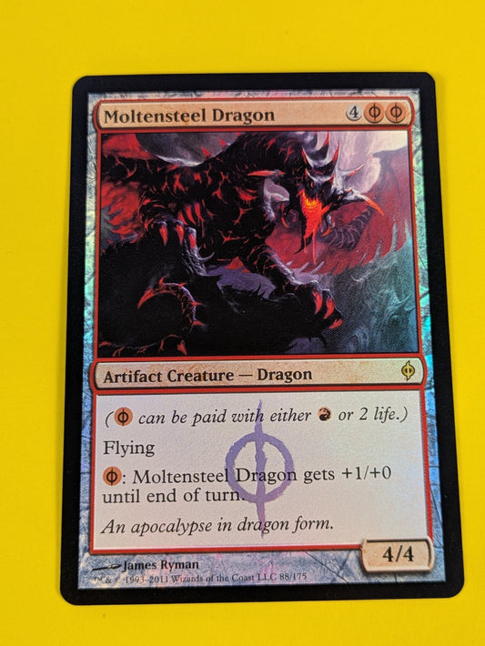 MTG Magic: New Phyrexia: Moltensteel Dragon Foil #88/175 Rare - NM