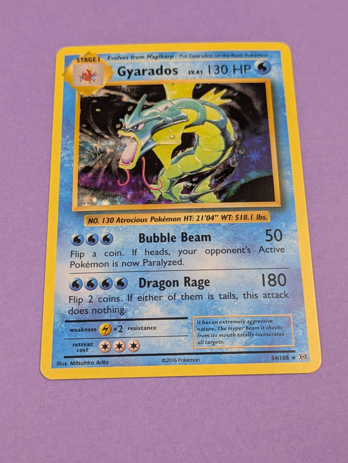 Gyarados - 34/108 - Rare Holo Evolutions - Pokemon Card - LP