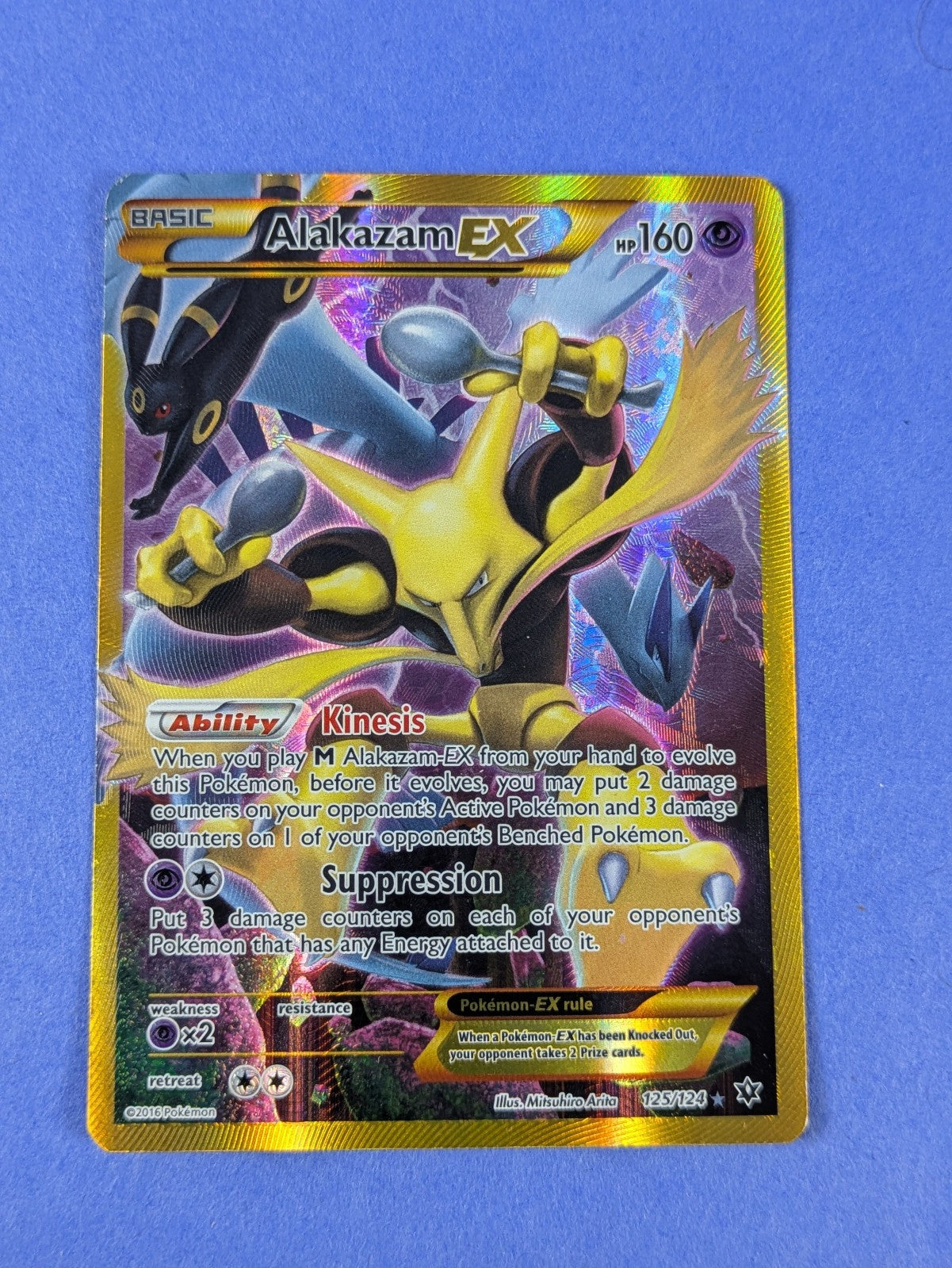 Alakazam EX - 125/124 - Rare Secret Holo Fates Collide - Pokemon Card - MP