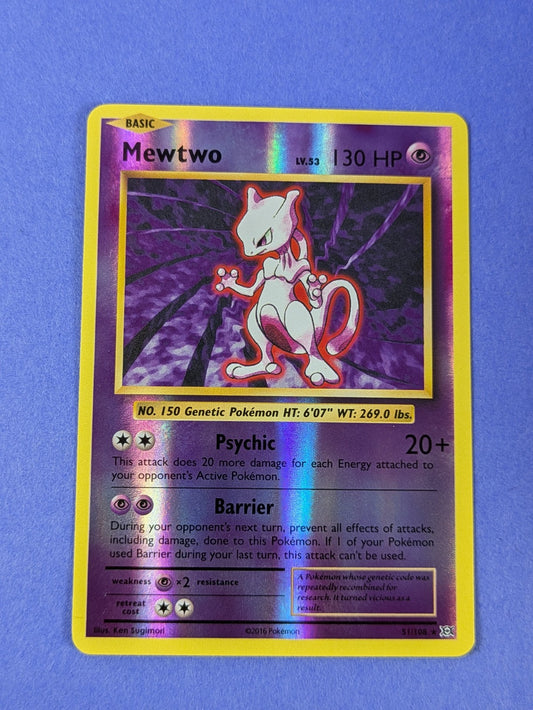 Mewtwo - 51/108 - Rare Reverse Holo Evolutions - Pokemon Card - NM