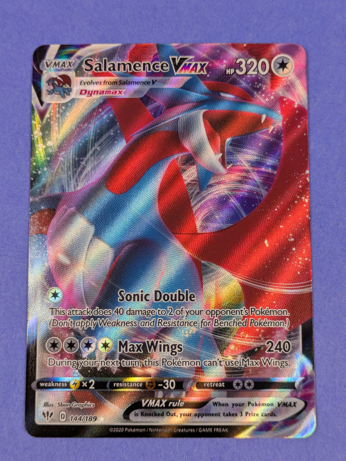 Salamence VMAX - 144/189 - Ultra Rare Holo Darkness Ablaze  - Pokemon Card - NM
