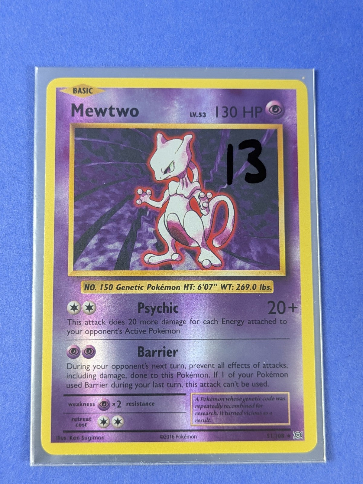 Mewtwo - 51/108 - Rare Reverse Holo Evolutions - Pokemon Card - NM