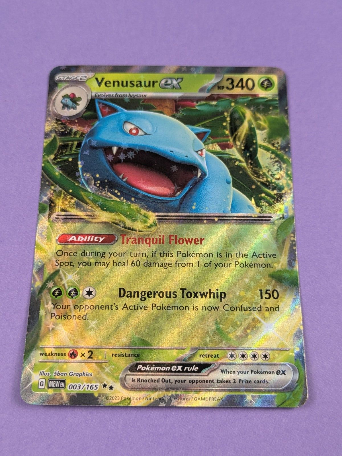 Venusaur ex - 003/165 - Double Rare Holo 151 - Pokemon Card - NM