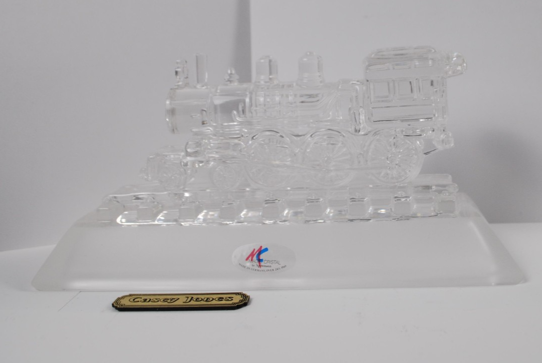 Hofbauer Magic Crystal Casey Jones USA Glass Train Locomotive Paperweight