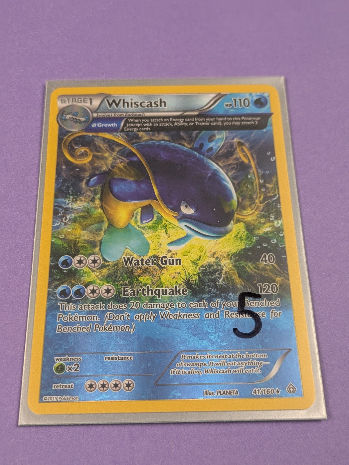 Whiscash - 46/160 - Rare Reverse Holo Primal Clash - Pokemon Card - NM