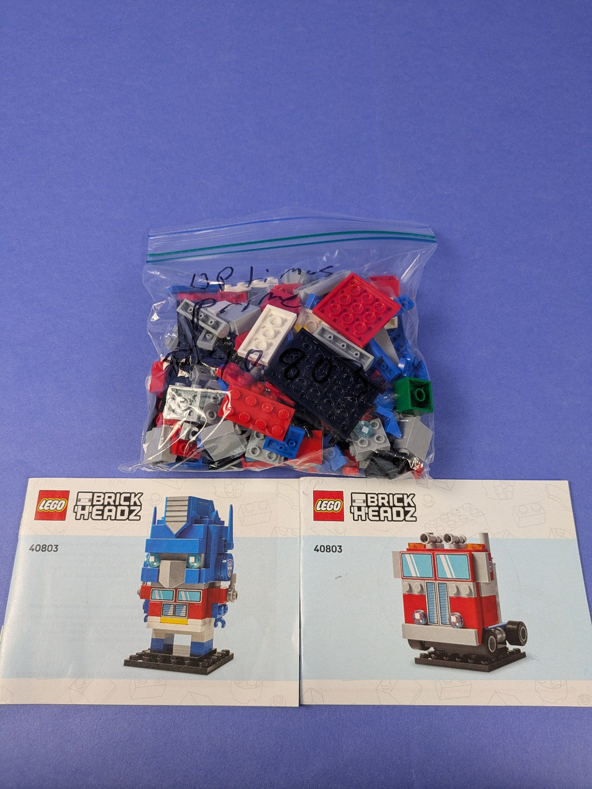 LEGO BrickHeadz Transformers Optimus Prime Robot & Vehicle 40803 Pre-Owned