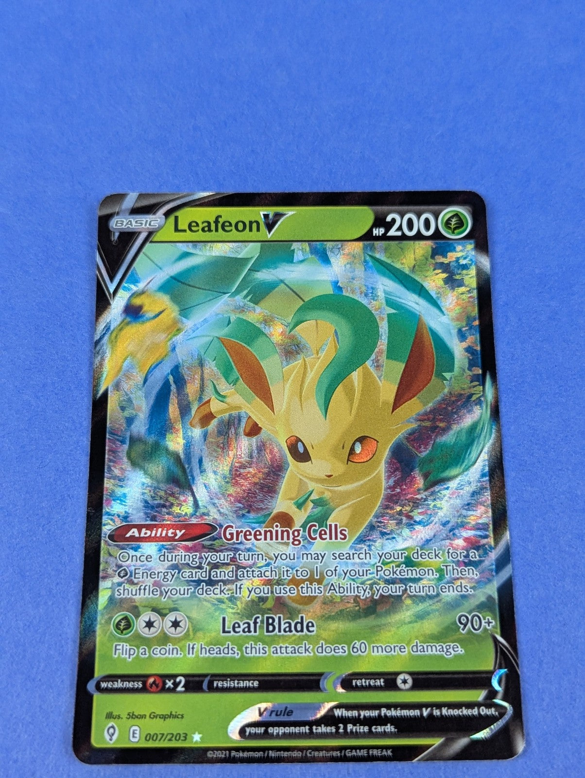 Leafeon V - 007/203 - Rare Holo V Evolving Skies - Pokemon Card - NM