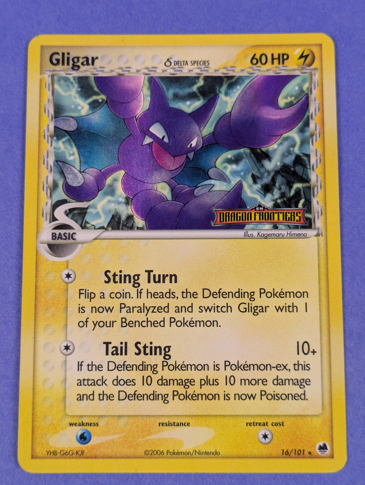 Gligar - 16/101 - Rare Reverse Holo Dragon Frontiers - Pokemon Card - HP