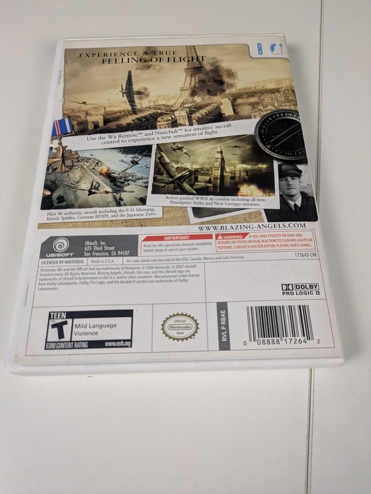 Blazing Angels: Squadrons of WWII (Nintendo Wii, 2007) CIB