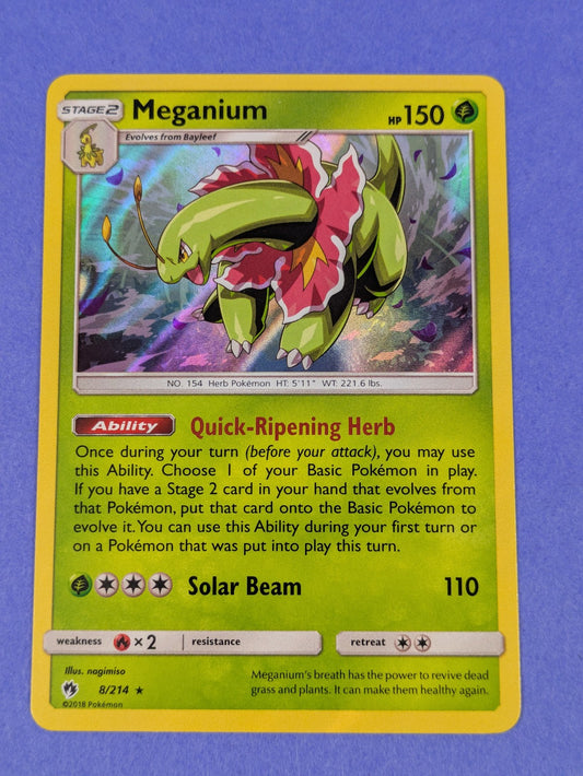 Meganium - 8/214 - Holo Rare Lost Thunder - Pokemon Card - NM