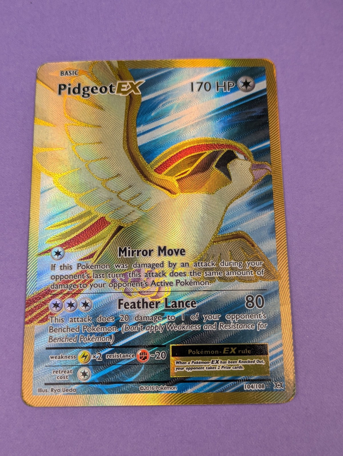 Pidgeot EX - 104/108 - Rare Ultra Holo Evolutions - Pokemon Card - MP