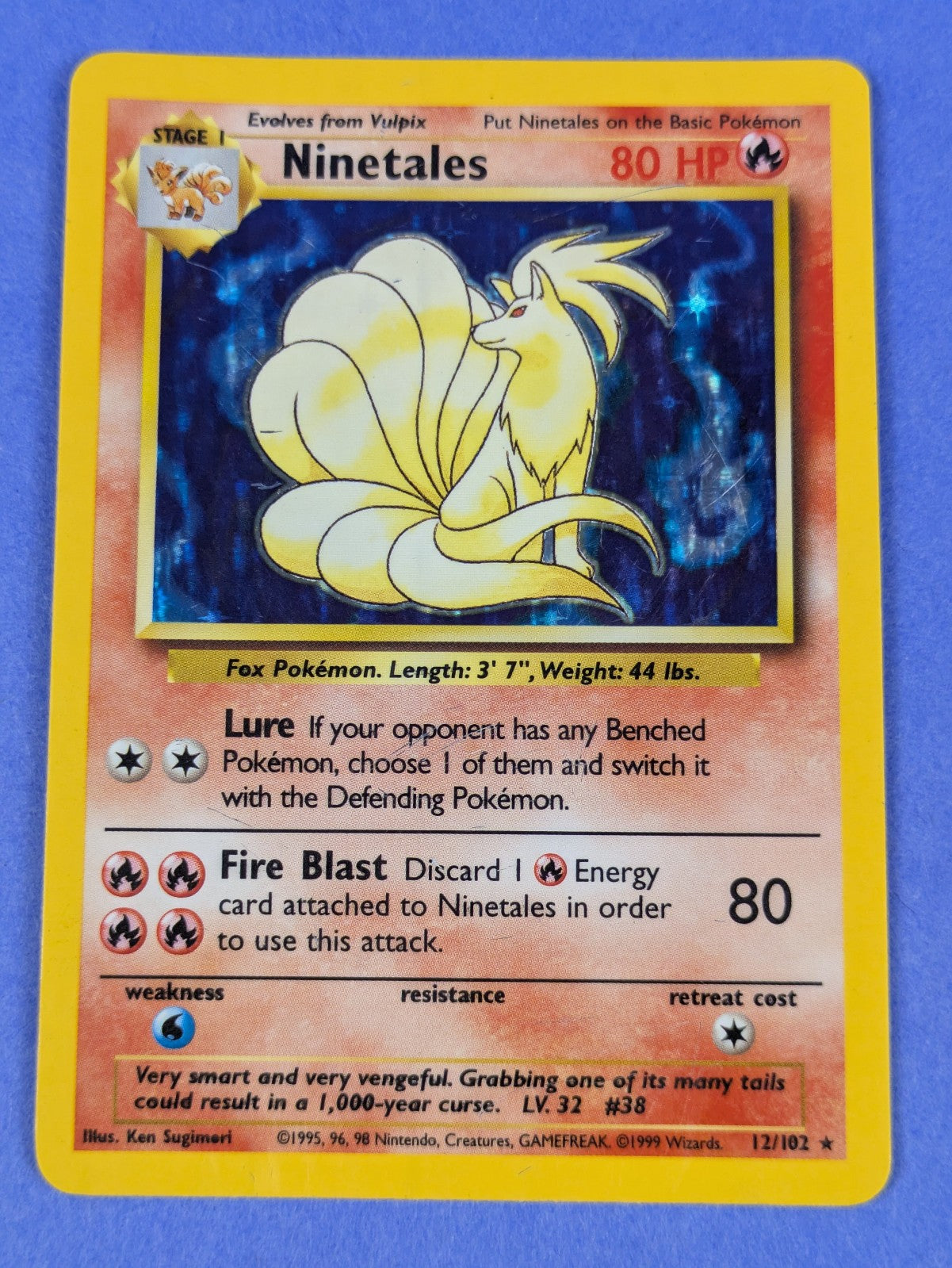 Ninetales - 12/102 - Holo Base Set Unlimited - Pokemon Card - DMG