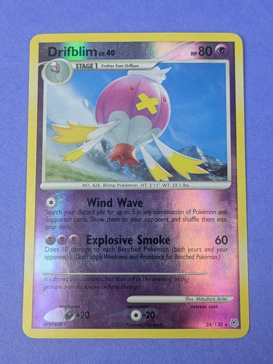 Drifblim - 24/130 - Rare Reverse Holo Diamond & Pearl - Pokemon - LP