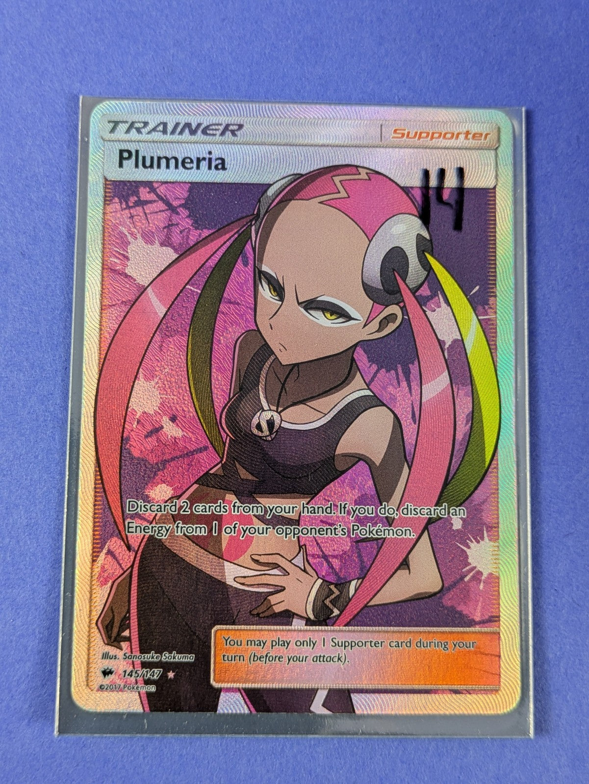 Plumeria - 145/147 - Rare Ultra Holo Burning Shadows - Pokemon Card - NM