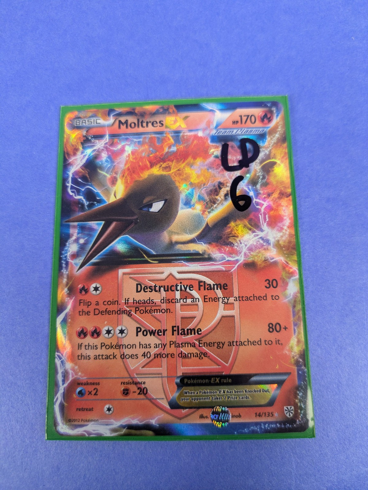 Moltres EX - 14/135 - Rare Holo Plasma Storm - Pokemon Card - LP