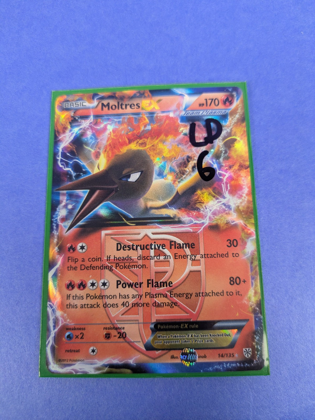 Moltres EX - 14/135 - Rare Holo Plasma Storm - Pokemon Card - LP