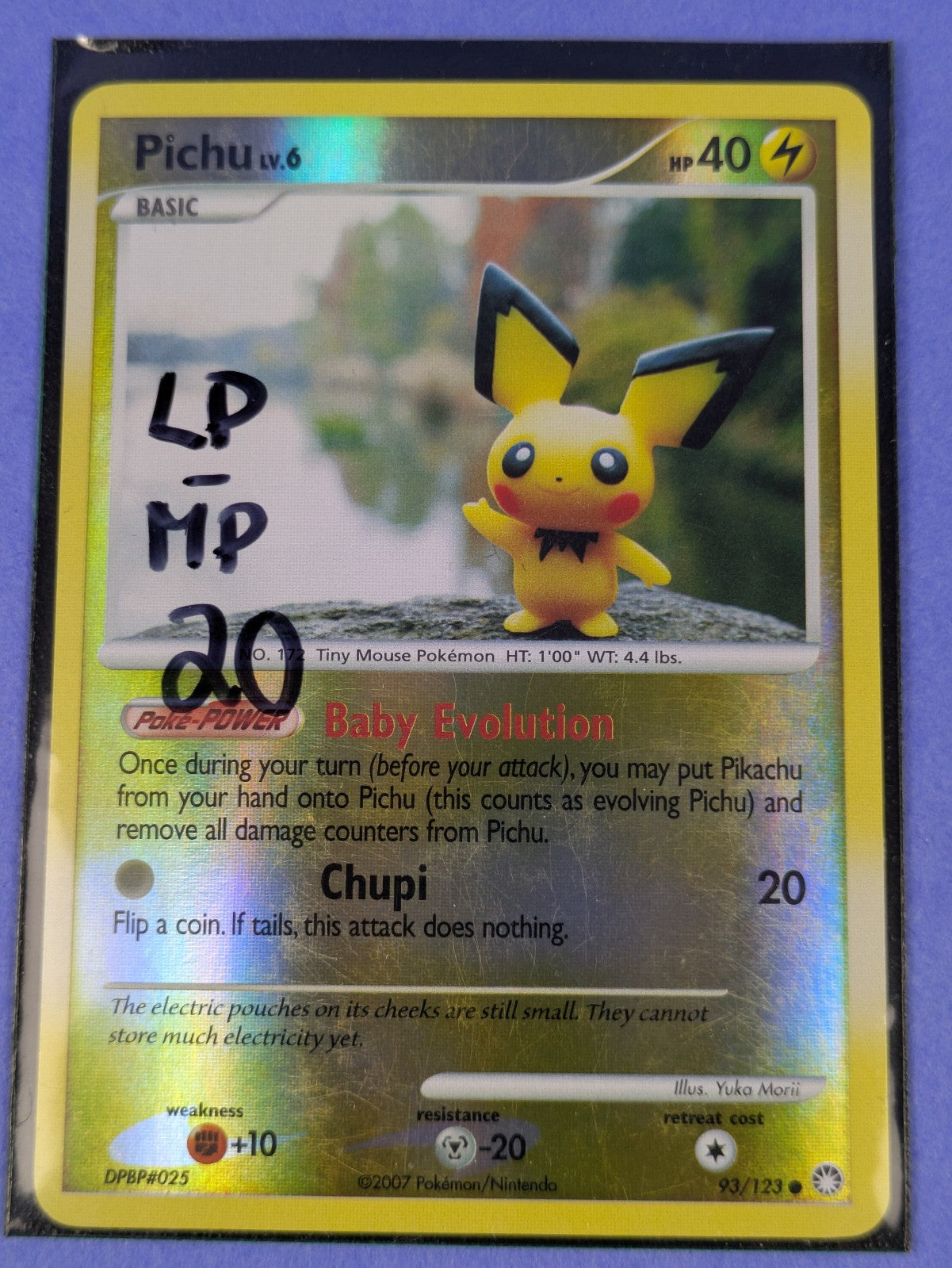 Pichu - 93/123 - Common Reverse Holo Mysterious Treasures - Pokemon - MP
