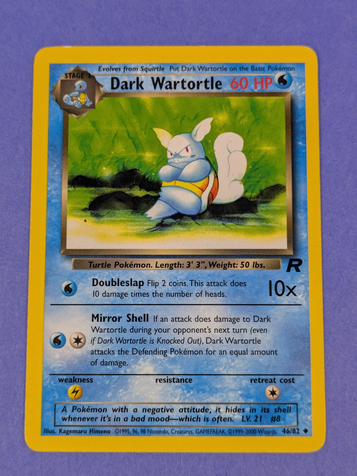 Dark Wartortle - 46/82 - Uncommon Team Rocket Unlimited - Pokemon Card - NM