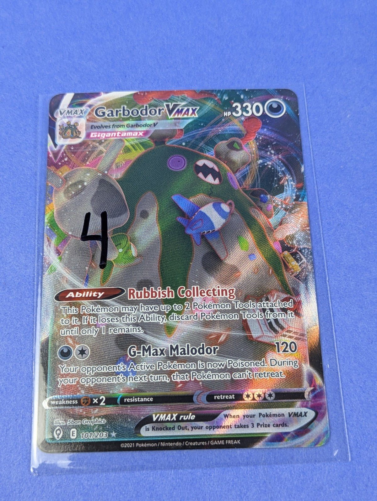Garbodor VMAX - 101/203 - Rare Holo Evolving Skies - Pokemon Card - NM
