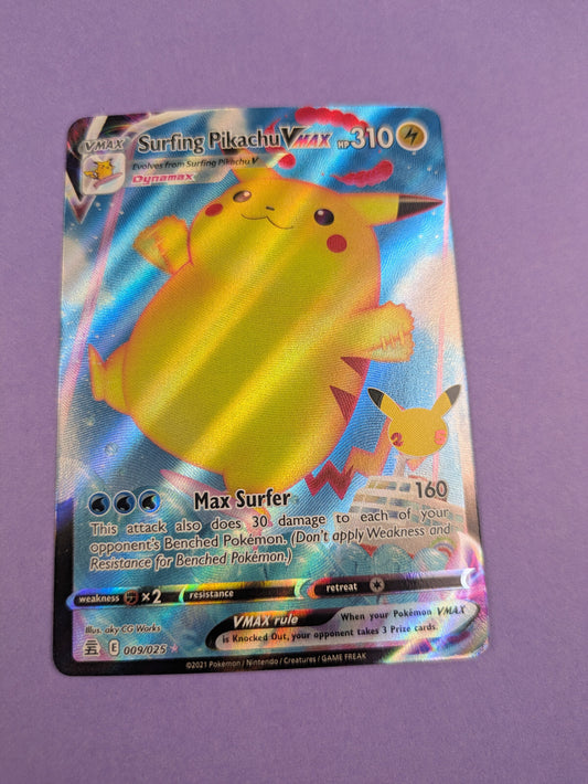 Surfing Pikachu VMAX- 009/025- Ultra Rare Sword & Shield - Pokemon Card - NM