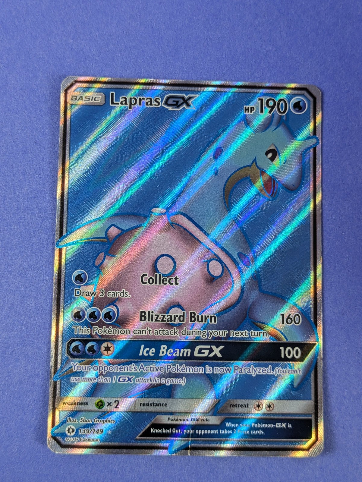 Lapras GX - 139/149 - Rare Ultra Holo Sun & Moon - Pokemon Card - MP