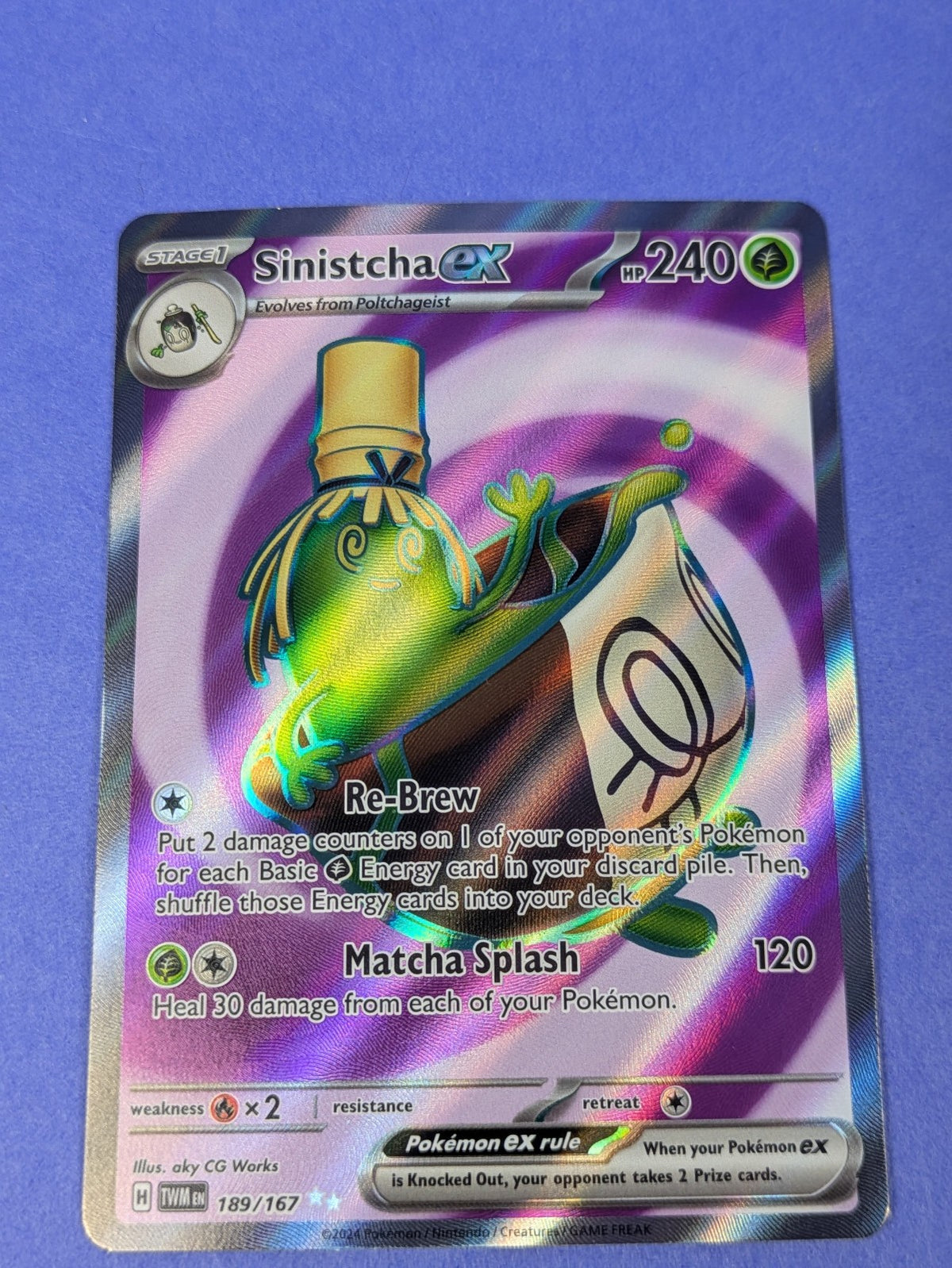 Sinistcha ex - 189/167 - Ultra Rare Foil Twilight Masquerade - Pokemon - NM