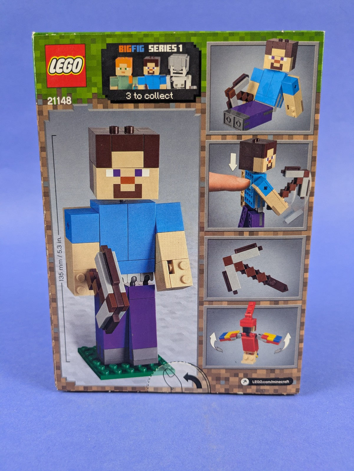 Lego Minecraft: BigFig: Minecraft Steve BigFig with Parrot Set 21148 BRAND NEW