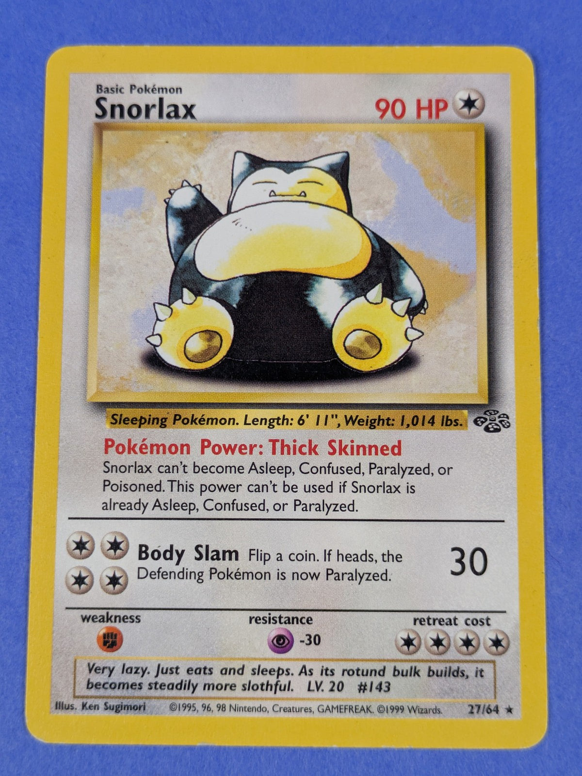 Snorlax - 27/64 - Rare Unlimited Jungle - Pokemon Card - MP