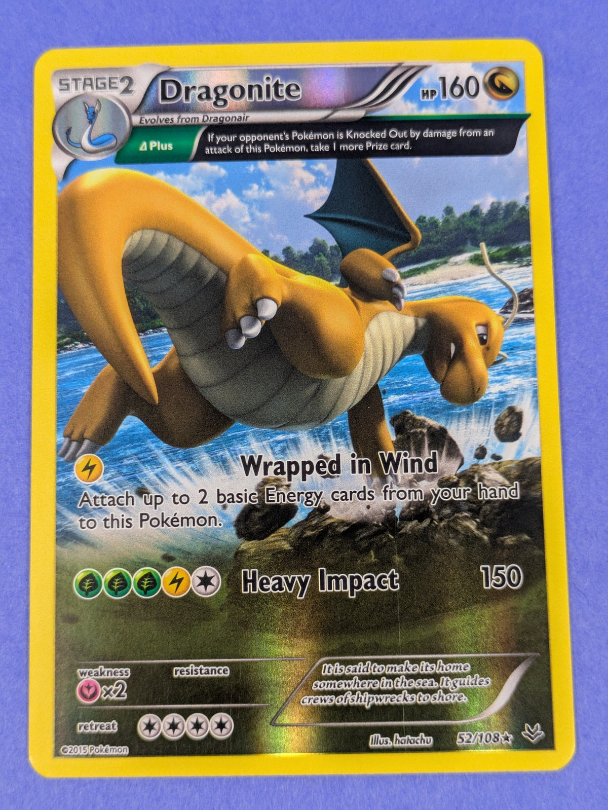 Dragonite - 52/108 - Ultra Rare Reverse Holo Roaring Skies - Pokemon Card - LP